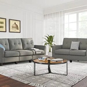 Belffin 2 Piece Couch and Loveseat Set Living Room Fabric Couch Sofa Set Love Seat Furniture Set Light Grey