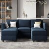 Belffin Modular Sectional Sofa with Double Chaise Velvet U Shaped Sofa Reversible Sectional Couch with Storage Blue