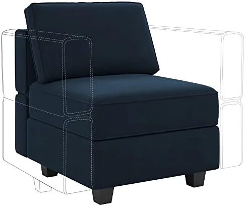 Belffin Modular Sofa Middle Module with Storage Accent Armless Chair for Modular Sectional Sofa Couch Velvet Blue