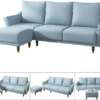 Best-Living Furniture Small Sectional Sofa with Storage Ottoman, 78.5" L-Shaped sectional Sofa for Small appartment, Mid-Century Science Fabric Sofa for Small Space (Blue)