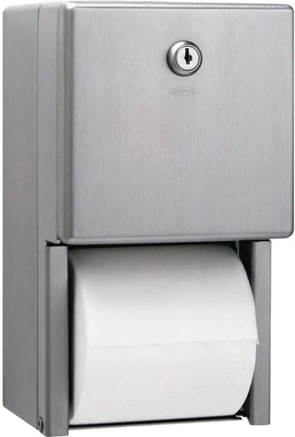 Bobrick 120216 Washroom 2-roll Steel Bath Tissue Dispenser, Stainless Steel,Satin, 6 per Carton