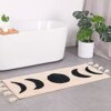 Boho Bathroom Rug Runner Moon Phases Bath Mat with Tassels - Half Moon Bohemian Rugs for Bathroom, Bedroom Shower Moon Rug for Hippie Witchy Decor - Boho Area Rug Beige Neutral Creamy Black 20x50 long