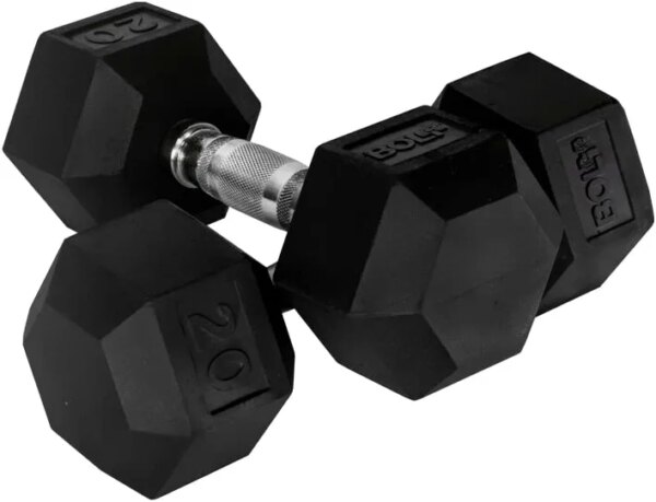 Bolt Fitness Rubber Coated Hex Dumbbells PAIRS (5lbs, 10lbs, 15lbs, 20lbs, 35lbs, 30lbs, 35lbs, 40lbs, 45lbs). Home Gym Fitness Exercise Equipment Accessories Workout