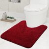 Buganda Microfiber Bathroom Contour Rug (20x24, Burgundy) Shaggy Soft and Absorbent , Non Slip, Thick Plush, Machine Washable U Shape Toilet Rug for Bathroom