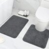 Buganda Microfiber Bathroom Rugs Set 2 Pieces - Shaggy Soft Bath Mat & U-Shaped Toilet Rug, Non-Slip Machine Wash/Dry Absorbent Shower Bathroom Rugs and Mats Sets for Bathroom(20"x24"+20"x32", Grey)