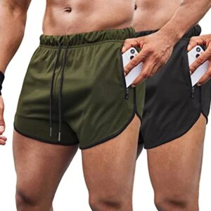 COOFANDY Men's 2 Pack Workout Running Shorts 3 Inch Gym Athletic Short Shorts with Liner and Zipper Pockets