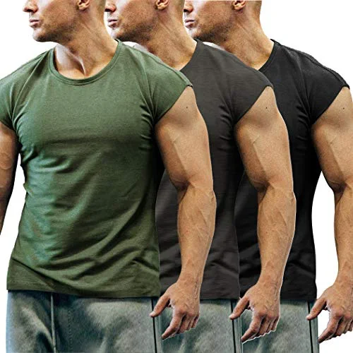 COOFANDY Men's 3 Pack Gym Workout T Shirt Short Sleeve Muscle Cut Bodybuilding Training Fitness Tee Tops