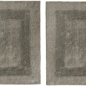 COTTON CRAFT Smith Set of 2 Cotton Handmade Heavyweight Reversible Racetrack Bath Rugs, 17 inch x 24 inch, Charcoal Grey