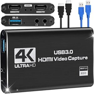 Capture Card Nintendo Switch, Video Capture Card, Game Capture Card 4K 1080P 60FPS, HDMI to USB 3.0 Capture Card for Streaming Work with PS4/PC/OBS/Camera