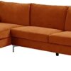 Casa Andrea Milano LLC Modern Large Velvet Fabric Sectional Sofa L Shape Couch with Extra Wide Chaise Lounge, Orange