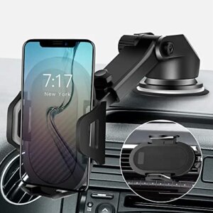 Cell Phone Holder for Car Phone Mount with Suction Cup x-auto 2-in-1,Ultra Stable Phone Stand Strong Grip Dashboard Windshield Air Vent,Upgraded Handsfree Universal,Compatible with All Smartphone