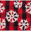 Christmas Holiday Decor Square Buffalo Plaid Snowflakes Water Absorbent Bathroom Vanity Bath Rug 20x30, 100% Cotton Bath Spa Mat Accent Rug Machine Washable