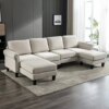 ClassHouze U Shaped Sectional Sofa Couches for Living Room with Scroll Arms, Modern Large Modular Sectional Sofa L Shape Sofa Couch Sectional Couch with Chaise Lounge and Ottoman (Beige)