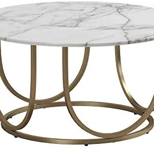 CosmoLiving by Cosmopolitan Gwyneth Coffee Table, White Marble/Gold