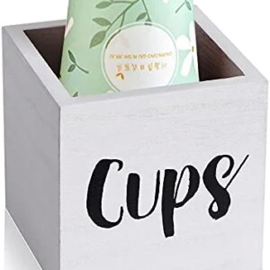 CowCity Bathroom Dixie Cup Dispenser 3 oz-5 oz Bathroom Cup Holder Dixie Cup Holder Countertop, Bathroom Cup Dispenser with 4 Protective Pads, Paper Cup Dispenser for Bathroom Farmhouse Decor(White)