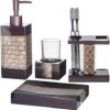 Creative Scents Brown Bathroom Accessories Set - 4-Piece Bathroom Set- Decorative Bathroom Accessory Set Includes: Soap Dispenser, Toothbrush Holder, Soap Dish and Tumbler (Dahlia Collection)