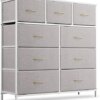 CubiCubi Dresser for Bedroom, 9 Drawer Storage Organizer Tall Wide Dresser for Bedroom Hallway, Sturdy Steel Frame Wood Top, Light Grey