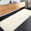 DEXDE Bathroom Rugs Runner 24 x 60 Inch, Extra Long Bathroom Rug Non-Slip, Machine Washable Bath Mats Rug, Cream White Soft Carpets for Bathroom Shower