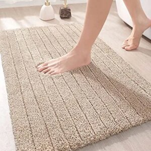 DEXI Bathroom Rug Bath Mat Non Slip Shower Floor Mat Washable 16"x24", Khaki