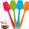 Delidge Silicone Spatula Set - 4 piece Silicone Spoon Spatula , Heat-Resistant Baking Curved Spatulas , Non-stick Rubber Seamless Spatulas with Stainless Steel Core - Multicolor(21.7cm/8.56inch)