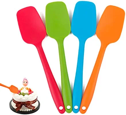 Delidge Silicone Spatula Set - 4 piece Silicone Spoon Spatula , Heat-Resistant Baking Curved Spatulas , Non-stick Rubber Seamless Spatulas with Stainless Steel Core - Multicolor(21.7cm/8.56inch)