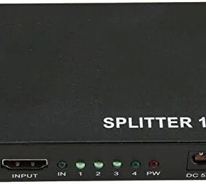 Diydeg Splitter 1 in 4 Out, 1x4 1080P 30Hz Video Splitter, Support 3D, 4K, HDCP 1.4 AV Audio Video Distributor Box Compatible for HDTV, DVD, Projector, PC, Monitor, Tablet