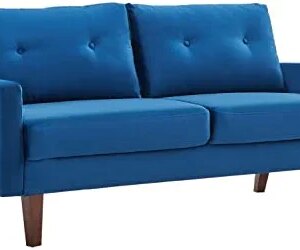 Dreamsir 69" Modern Cream Love Seats Sofa Couch Furniture, Velvet Fabric Mid Century Couch for Living Room, Bedroom, Apartment/Easy, Tool-Free Assembly (Sofa, Navy Blue)