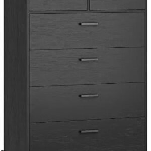 EPHEX Mid-Century Modern Dresser with 6 Drawers, Wood Rustic Tall Chest of Drawers, Storage Dressers Organizer for Bedroom, Living Room, Hallway, Black