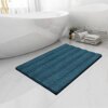 Easy-Going Luxury Chenille Striped Pattern Bath Mat, 24x70 in, Soft Plush Bath Rug, Absorbent Bathroom Rug, Non Slip Perfect Carpet Rugs for Shower, Bedroom, Front Door, Enterway (Turquoise Blue)