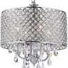 Edvivi Marya Drum Crystal Chandelier, 4 Lights Glam Lighting Fixture with Chrome Finish, Adjustable Ceiling Light with Round Crystal Drum Shade, Dining Room Light for Living Room, Bedroom, Kitchen