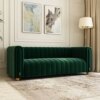 Emerald Green Velvet Couch, 80 Inch Wide Mid-Century Modern Sofa Velvet Tufted Upholstered Velvet Sofa Love Seats Sofa with Golden Leg, 3 Seat Sofa Big Comfy Couch Sofas for Livingroom (Green)