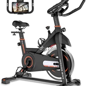 Exercise Bike Stationary, CHAOKE Indoor Cycling Bike with Heavy Flywheel, Comfortable Seat Cushion, Silent Belt Drive, iPad Holder and LCD Monitor for Home Gym Cardio Workout Training