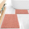 FLOLEOPA Luxury Chenille Coral Pink Bathroom Rugs Bath Mats Sets, Extra Soft and Absorbent Bathroom Rugs Non Skid Machine Wash Dry Bath Mats（32"x20" Plus 17"x24"）