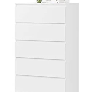 FOTOSOK 6 Drawer Chest, Modern Floor Storage Cabinet with Metal Sliding Rail, Wooden Handleless Drawer Cabinet, 6-Layer Large Capacity Vertical Dressers for Home & Office