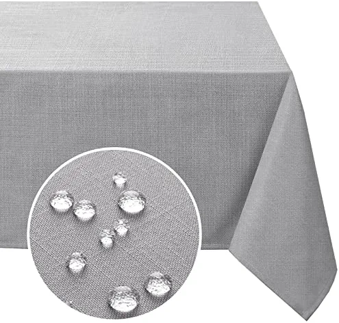 FantasDecor Square Tablecloth Linen Table Clothes for Square Tables 54 Inch Wrinkle Resistant and Waterproof Washable Linen Fabric Table Cover for Dining Room and Outdoor Use, Grey, 54 x 54 Inch