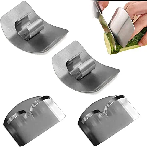 Finetaur Finger Guard, Finetaur Stainless Steel Finger Protector, Finetaur Stainless Steel Finger Guards for Cutting, Finger Guard for Cutting Vegetables, Kitchen Gadgets (2PCS-A+2PCS-B)