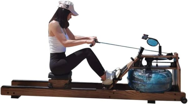 Fitness Rowing Machine Weight Loss Machine Water Rowing Machine Walnut Wooden Rower for Home Use with LCD Monitor Indoor Cardio Machine Strength Training Exercise Equipment