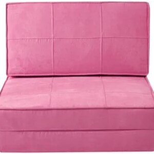 Flip Chair Convertible Sleeper Dorm Bed Couch Lounger Sofa in Racy Pink