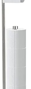 Free Standing Toilet Paper Holder Stand for Bathroom Brushed Nickel Tissue Roll Dispenser with Reserve Storage for 5 Mega Rolls