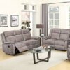 GTU Furniture Double Reclining Sofa and Loveseat, Grey Polished Microfiber Living Furniture Set (Sofa+Loveseat)