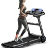 GYMAX Folding Treadmill, 2.25HP Electric Motorized Running Machine with Smart App Control, LED Touch Monitor, Heart Rate Sensor, Home Gym Cardio Training Equipment