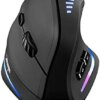 Gaming Mouse with 5 D Rocker, TRELC Ergonomic Mouse with 10000 DPI/11 Programmable Buttons, RGB Vertical Gaming Mice Wired for PC/Laptop/E-Sports/Gamer (Black)