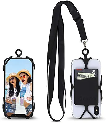 Gear Beast Universal Crossbody Pocket Cell Phone Lanyard Compatible with iPhone, Galaxy & Most Smartphones, Includes Phone Case Holder,Neck Strap Black