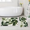 Gibelle Green Bathroom Rug Set 2 Piece, Non Slip Bath Mat Set, Super Absorbent Shower Rug and Bath Room Floor Mats, Quick Dry Bathmat Bathroom Decor Accessories for Tub, Machine Washable, Plant Leaves