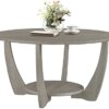 Giofanzo Round Coffee Table, Sofa Table Cocktail Table for Living Room, Easy Assembly, Gray