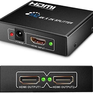 HDMI Splitter 1 in 2 Out,1x2 HDMI Splitter for Dual Monitors Duplicate/Mirror Only,GOXMGO 2 Way HDMI Distributor 1 to 2 for Full HD 1080P 3D 4K@30Hz(1 Source onto 2 Displays)