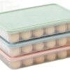 HHMITE Plastic Egg Holder Refrigerator Organization Container Egg Storage Box Fresh Keeping Egg Tray Holder Organizer for Kitchen