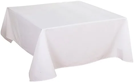 HIGHFLY Linen Square Tablecloth 52 X 52 Inch Waterproof White Tablecloth for Home Kitchen Dining Room