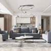 HONBAY 3 Piece Sofa Sets for Living Room Furniture Couch Set Modular Sofa Set with Polyester Fabric 3 Seats Sofa Loveseat and Armchair in Bluish Grey