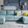 HONBAY Convertible Sectional Sofa U Shaped Couch with Reversible Chaise Modular Oversized Couch Sectional Sofa with Ottomans, Aqua Blue